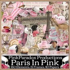 pink parox products paris in pink digital collager for photoshopping and embellishment