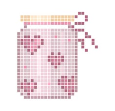 a pixellated image of a jar of liquid