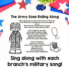 Elevate your school's celebrations of Veteran's Day, Patriot's Day, or any patriotic event with these "Elementary School Sing-Along Military Song Posters." These beautifully designed, printable posters are the perfect addition to your elementary classroom or school assembly, allowing students to engage in a musical journey through the branches of the military. Key Features: 1. Educational and Patriotic: Encourage a deep understanding of military service and patriotism in elementary students by i Veterans Day Pto, Veterans Day Program Ideas For School, Veterans Day School Program Ideas, Veterans Day Elementary, Military Songs, Patriot's Day, School Assembly, Song Posters, School Assemblies