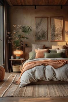 #girlsroom #bedroomideas #dormdecor #bohobedroom #bohochic #homedecortips Bedroom Nature Decor, Tonal Bedroom Ideas, Coffee Colored Bedroom, Earthy Color Bedroom Ideas, House Interior Natural Colors, Natural Boho Bedroom Ideas, Cool Cozy Bedroom, Modern Eccentric Bedroom, Best Color Schemes For Bedroom