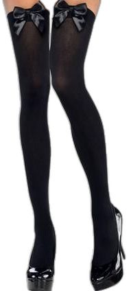 Black Bows, Black Thigh High, Halloween Store, Top Band, Thigh High Stockings, Black Halloween, Satin Bow, Black Bow, Tight Leggings