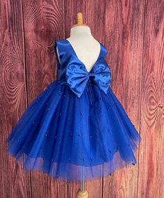 Elegant Blue Princess Dress With Bow, Blue Princess Tutu Dress With Bow, Princess Style Blue Tutu Dress With Bow, Blue Princess Dress With Bow For Dress-up, Blue Wedding Dress With Satin Bow, Blue Princess Dress With Bow, Royal Blue Princess Dress For Wedding, Elegant Blue Tutu Dress For Wedding, Elegant Royal Blue Princess Dress For Wedding