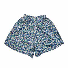 "Cute 70s vintage high waisted shorts. Decorated with a floral daisy pattern & pleated detailing. Made from 65% rayon 35% cotton ▪️ Label size is 1 and best fits women's size 6 (24\" - 26\" waist). The waistband is elasticated but has only a little bit of give. Button & zip fly fastening on the side ▪️ Length - 18.5\" ▪️ Inseam - 4\" ▪️ Hem width of each leg - 16\" 🎨 Colour - Blue, Green, White, Yellow & Brown 💚 Excellent retro condition 💥 FREE UK SHIPPING 📦 Bundle discounts available on orders of 2+ items ✅ Tracked worldwide shipping 🌍 Europe - £7   🌎 Rest of the world - £10 ‼️ Please check your address at checkout ⛔️ No returns      1970s festival rise multicoloured wacky crazy beach cute flowers ditsy print boho cottage tea farm core 7307R-PP58-110" High-waisted Pajama Shorts For Summer Daywear, Summer High-waisted Pajama Shorts For Daywear, Summer Floral Print Cotton Pajama Shorts, Spring Vacation Bermuda Shorts With Elastic Waistband, Summer Daywear Shorts, Summer Shorts For Daywear, Summer Bermuda Shorts With Elastic Waistband For Spring, Summer Bermuda High-waisted Shorts For Daywear, Summer High-waisted Bermuda Shorts For Daywear