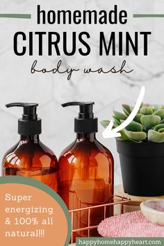 Want to know how to make body wash? Check out this homemade body wash recipe. This DIY energizing body wash will help to wake you up in the morning. It is made with energy boosting essential oils. I love this homemade citrus mint body wash. It smells so good! #DIY #Homemade #AllNatural #NaturalLiving #ToxinFree Cosmetic Making, Mint Body Wash