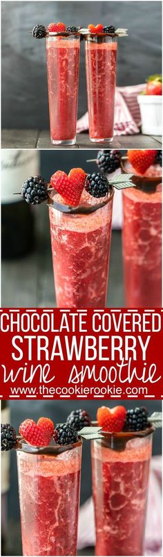 chocolate covered strawberry milkshake with raspberries and blackberries