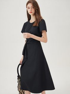 This is We’Dee’s unique maxi dress. The shirring design on one side creates a lovely and clean look. Made from a cool material, it's perfect for wearing during hot summer days.- Perfect for daily wear- Can be paired with different styles of accessorize to create various looks- The clean design makes it easy to style with any outfit Summer Black Asymmetrical Dress With Ruched Details, Summer Black Asymmetrical Ruched Dress, Summer Black Ruched Asymmetrical Dress, Casual Ruched Maxi Dress For Evening, Elegant Spring Dress With Side Ties, Solid Asymmetrical Midi Dress For Summer, Solid Ruched A-line Maxi Dress, Solid A-line Ruched Maxi Dress, Ruched A-line Maxi Dress