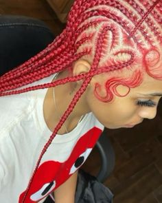 Red Braids, Feed In Braids Hairstyles, Cute Braided Hairstyles, Braided Cornrow Hairstyles, Stitch Braids, Cute Box Braids Hairstyles, Protective Hairstyles Braids, Feed In Braid, Pretty Braided Hairstyles