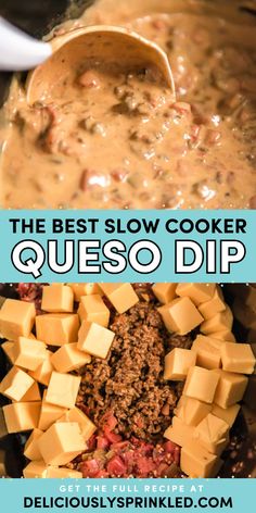 Don't miss out on the BEST slow cooker queso dip! Creamy and hearty, this crockpot cheese dip with ground beef and Rotel is such a delicious snack recipe. It's also an easy appetizer for a party! Slow Cooker Queso Dip, Beef Queso Dip, Slow Cooker Queso, Cheese Dip Crock Pot, Queso Dip Recipe, Recipes Slow Cooker, Crockpot Appetizers, Crock Pot Dips, Queso Dip Recipes