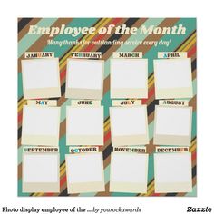 the employee of the month poster is shown with notes attached to each piece of paper