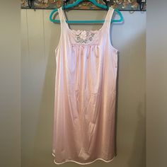 Dress Is In Perfect Condition! Vintage Vasserette Underneath It All Coquette Style Nightie. Night Gown/Slip Dress. Beautiful Baby Pink Color With Floral Embroidery At Neckline. 100% Nylon. Vintage Night, Baby Pink Color, Baby Pink Colour, Coquette Style, Dress Beautiful, Floral Embroidery, Beverly Hills, Night Gown, Baby Pink