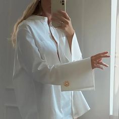 Daiiibabyyy white Woman shirt Elegant Lapel Long Sleeve Office Lady Shirts Casual cotton buttons up women tops Ladies Shirts Casual, Loose Clothing, Straight Clothes, White Shirts Women, Clothing Details, Loose Outfit, Collars For Women, Turndown Collar, Pocket Shirt