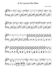 sheet music with the words je te lasstral des mots