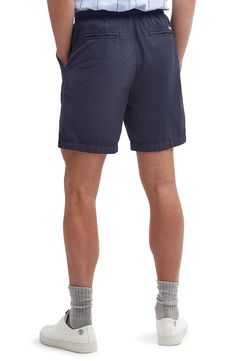 Cotton seersucker lends rich texture to lightweight shorts fashioned with a flexible drawstring waist. Zip fly with button closure Elastic/drawstring waist Side-seam pockets; back welt pockets 100% cotton Machine wash, line dry Imported Seersucker Bottoms For Beach, Short Length, 4-way Stretch Shorts With Drawstring For Outdoor, Navy Moisture-wicking Sportswear Shorts, Navy Moisture-wicking Shorts, Blue Cotton Moisture-wicking Shorts, Seersucker Shorts, Face Mist, Green Fits, Perfume Gift Sets