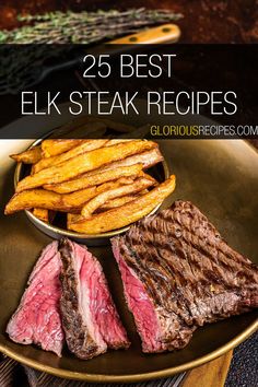 Elk Steak Recipes Elk Round Steak, Steak Slow Cooker Recipes, Elk Steak Recipes, Bourbon Steak Recipe, Steak Slow Cooker, Elk Steak, American Steak, Striploin Steak