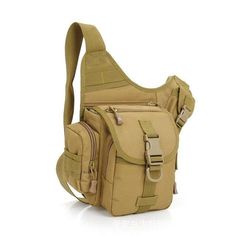 Multi-Functional Molle Camera Messenger Bag - Woosir Khaki Nylon Shoulder Bag For Outdoor Activities, Outdoor Chest Bag With Multiple Pockets, Khaki Shoulder Bag With Multiple Pockets For Outdoor, Functional Khaki Chest Bag, Functional Khaki Shoulder Chest Bag, Military Nylon Bags For Outdoor, Military Style Nylon Bags For Outdoor, Tactical Nylon Shoulder Bag For Outdoor, Portable Khaki Shoulder Bag For Outdoor