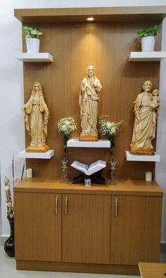 Catholic Altar Home, Christian Room, Christian Room Decor, Altar Catholic, Storage Furniture Design, Prayer Design