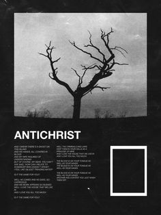 an advertisement for antihist with a dead tree in the background