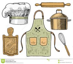 kitchen utensils and cooking supplies on a white background stock photo - image 399876