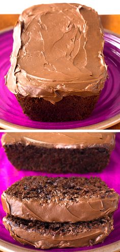 a chocolate cake with frosting on top and the words, secret healthy chocolate yogurt loaf