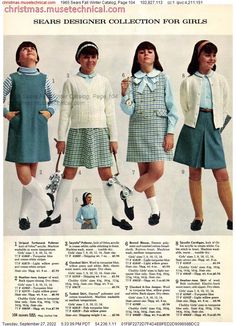 1965 Sears Fall Winter Catalog, Page 104 - Catalogs & Wishbooks 60’s Fashion, Vintage Kids Fashion, Vintage Girls Clothes, Vintage Kids Clothes, Striped Turtleneck, 1960s Fashion, 60s Fashion