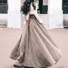 OOTD Literary Cinced High Waist Skirt   Top Gaun Abad Pertengahan, Women Ideas, Old Fashion Dresses, Cotton Blends Dress, Elegant Skirt, Casual Skirt, Gray Skirt, Mode Vintage, Skirt Outfits