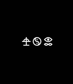 two symbols are shown in the middle of a black background, with white letters on it