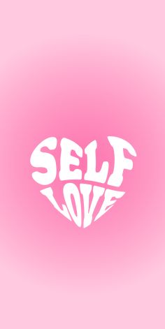 a pink background with the word self love written in white on it's side