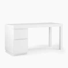 a white desk with two drawers on it