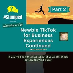 a person jumping up into the air in front of a sunset with text that reads, newbie tiktok for business experiences