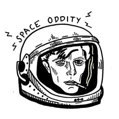 a drawing of an astronaut with the words space oddity on it's face