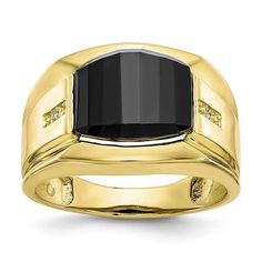 Core Gold 10k Men's Diamond Black Onyx Ring Yellow Gold Mens Rings, Mens Band Rings, Gents Ring, Yellow Rings, Black Onyx Stone, Black Onyx Ring, Onyx Ring, Elegant Ring, Men's Ring