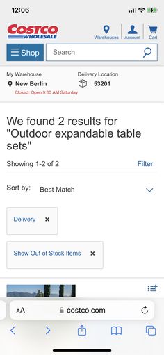 the screen is showing that we found 2 results for outdoor expandable tables $ 20 each