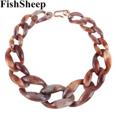 FishSheep Statement Acrylic Large Chunky Chain Choker Necklace for Women Big Resin Link Chain Long Chunky Choker, Cuban Link Chain Necklaces, Trendy Fashion Jewelry, Trendy Boho, Long Pendant Necklace, Chain Choker Necklace, Cuban Link Chain, Long Pendant, Chain Choker