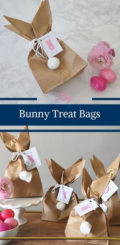 some bunny treat bags are on a table