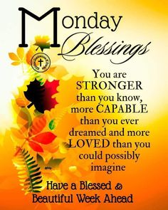 an image of a thanksgiving card with the words monday blessing