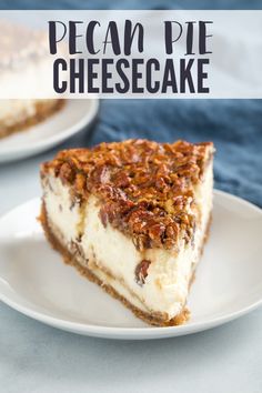 a slice of cheesecake with pecans on top