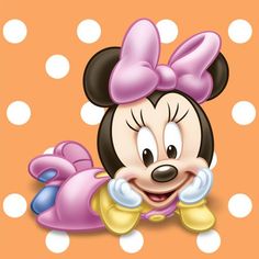 a minnie mouse with polka dots on an orange background