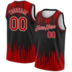 Represent your distinct look with this custom basketball jersey from our web. It boasts stitched tackle twill name & number and classic trims along with moisture-wicking technology for added comfort. Features: 1. Material: 100% Recycled Polyester 2. Stitched team or player name and numbers 3. Fit: Jerseys have an athletic cut. For a looser fit, we recommend ordering one size larger than you normally wear 4. Moisture-wicking fabric has spongy handle, good draping property and elasticity as well a Basketball Jersey With Team Name In Cotton, Basketball Team Jersey In Cotton, Basketball Team Name Cotton Jersey, Varsity Basketball Jersey In Team Colors, Team-colored Basketball Jersey With Team Name, Collegiate Basketball Jersey With Team Name, Black Sublimation Design With Team Name For Basketball, Red Cotton Jersey With Team Name, Black Breathable Basketball Jersey