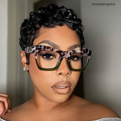 Benitez Square Two-Tone Frame & Prescription Eyeglasses Clear Frame Glasses Black Woman, Bold Frames Glasses, Big Sunglasses Women, Square Eyeglasses For Women, Black Women In Glasses Eyeglasses, Geometric Glasses Frames, Normal Style, Classy Glasses, Glasses For Your Face Shape