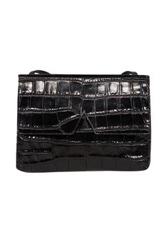 This Vince crossbody is the epitome of cool with its black crocodile embossed cow leather and versatile, easy-to-throw-on design. It's the chic, minimalist choice for any fashionista on the go! Perfect for concerts and festivals to hold your essentials without the extra space. Black cow leather Crocodile-embossed Flap with magnetic closure Minor wear on front, corners, and interior of flap One interior pocket Height 6.25" Width 8.25" Depth 2" Strap drop 23" Space Black, Black Cow, Contemporary Outfits, The Chic, Magnetic Closure, Cow Leather, Emboss, Leather Crossbody, Icon Design