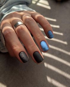 Short Blue Nails, Blue Nails Ideas, Beautiful Nail Polish, Short Coffin Nails, Summer Acrylic Nails, Popular Nails, Rainbow Nails, Short Nail Designs, Manicures Designs