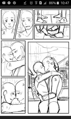 the storyboard shows how to draw an adult and child