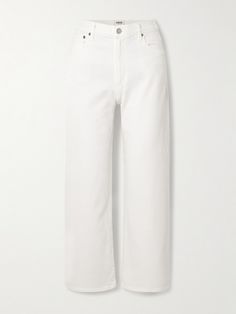 AGOLDE's cropped 'Harper' jeans are made from white denim that's endlessly versatile. This mid-rise pair is designed with slightly cropped legs and has a classic five-pocket construction. Agolde Jeans, High Rise Wide Leg Jeans, Jeans Cropped, Sports Suit, Jeans Jumpsuit, Wide Legs, Sport Pants, White Denim, Jeans Dress