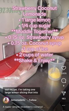 the ingredients for making lemonade are shown in this screenshoto screen graber