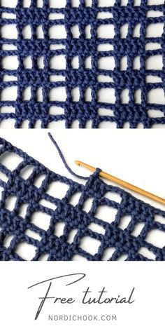 the crochet stitch is being worked on