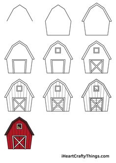 how to draw a barn step by step for kids with pictures and instructions on how to draw a barn step by step