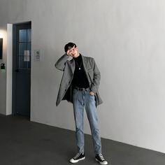 Korean Ootd Men, Kpop Fashion Men, Kore Ulzzang, Asian Men Fashion, Outfits With Converse, Cool Outfits For Men