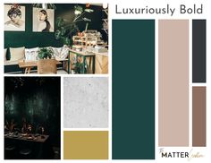 a collage of different colors and textures in the same color scheme, including dark green