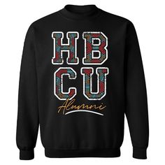 a black sweatshirt with the words hb cu on it