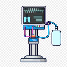 a medical machine with an oxygen tube attached to the monitor, hd png clipart